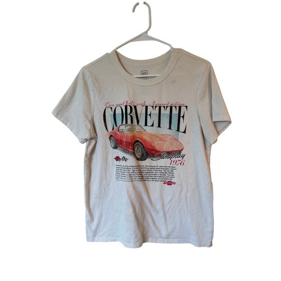 Vintage Gm Official Graphic 1976 Corvette Stingray Tee Shirt Cream Women Medium - Picture 1 of 9